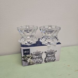 Mikasa Sparkling Star Clear Crystal Votive Candle Holders Pair